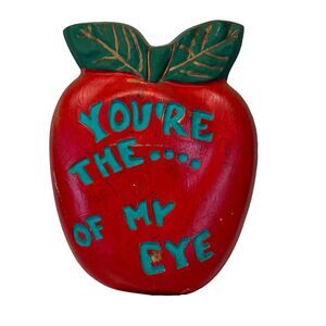 Vintage Chalkware Apple Wall Plaque Youre The Apple Of My Eye Retro Decor 7"